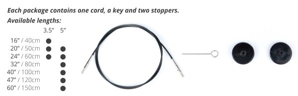 Seil schwarz 60cm für Nadelspitzen 3,5mm